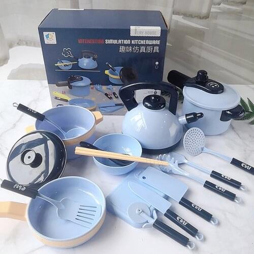 16 Pieces Children Kitchen Toy Cookware Pot Pan Kids Pretend Cook Play Toy Simulation Kitchen Utensils Toys Children Girls Gift