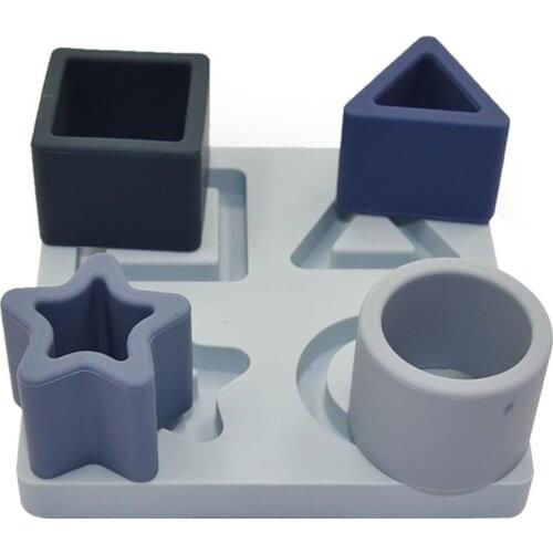 Baby Silicone Stacking Sorting Toys Geometric Imposition Building Block Silicone Teether Color Shape Recognition Educational Toy