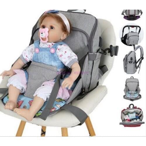 DHL 10pcs Fixed chair fashion mummy maternity baby nappy bag backpack usb waterproof nurse diaper bags baby stroller organizer