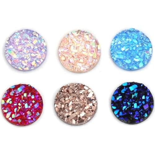 DoreenBeads Fashion Resin Druzy/ Drusy Dome Seals Cabochon Round At Random AB Color Jewelry DIY Findings Charms 8mm Dia., 50 PCs