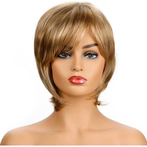 Short Straight Synthetic BOB Wigs For European American Women BOB Wig with Side Bang Synthetic Wigs For Party or Daily Life 10"