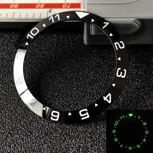 Luminous Sloped Ceramic Bezel insert Slopping bezel 38*30.6mm For Rlx GMT-Master MOD watch parts
