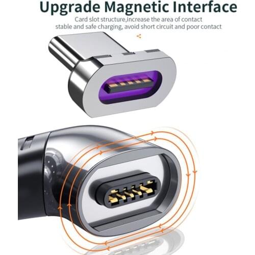 100W QC 4.0/3.0 USB To Type C Magnetic Adapter Fast Charging Usb Type C Magnet Converter Magnetic Right Angle Usbc Connector