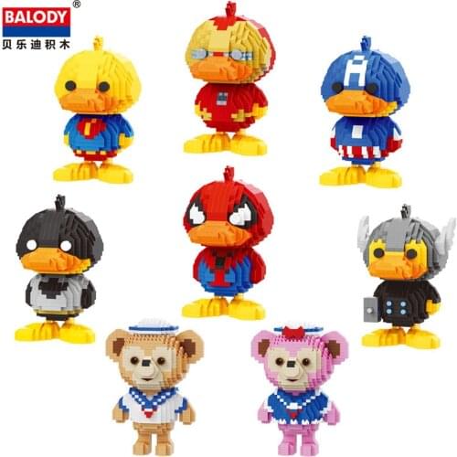 Mini Blocks Super DuckBill Boy Big size Cute Bear Sence Model bricks Hello Assembly brinquedos Kids Gifts Hero Toys for Children