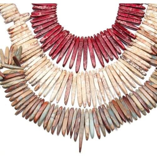 Natural semi precious stone beads Needle shape 90 pieces / String DIY for making necklaces, bracelets, earrings, etc