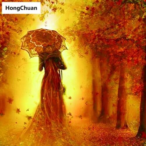 New product scenery woman, 5D DIY square round diamond painting cross stitch mosaic home decoration mural new year gift