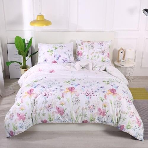 White Flower Duvet Cover 200x200 Comfortable Home Bedding Set Double Bed Cover Single King Size with Pillowcase (No Bed Sheet)