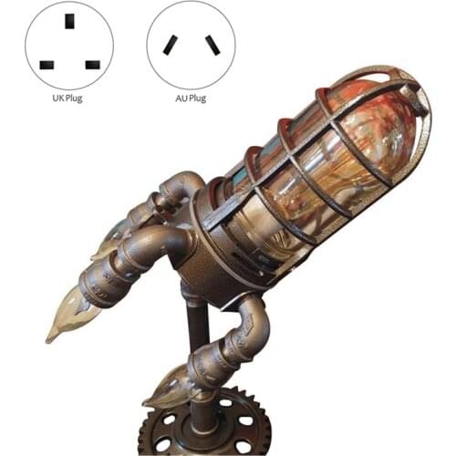 Rocket Ship Lamp Steampunk Industrial Desk Night Lamp Bedside Table Light Vintage Lamp for Bedroom Decor