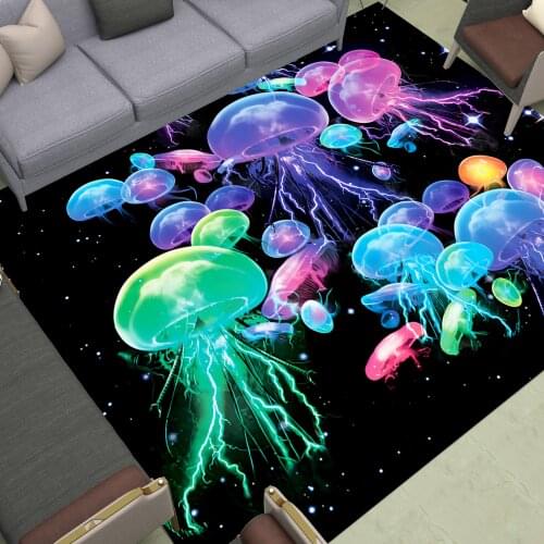 Colorful Jellyfish Area Rugs Luminescence Animals Mat Living Room Bedroom Bathroom Decoration Carpet Print Luminous Scaleph