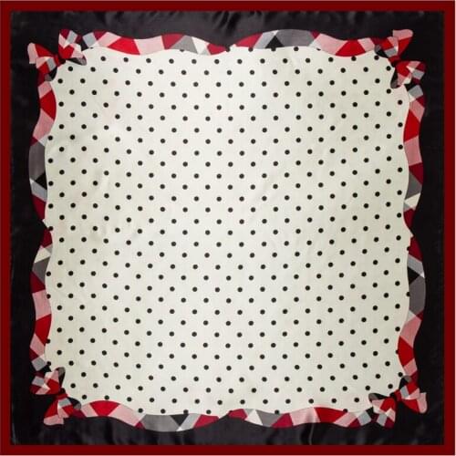 Bowknot Dot Classic Printing Luxury Brand Square Scarf Fashion Scarves Women Female Silk Scarf Shawl Bandana Hijab cache cou