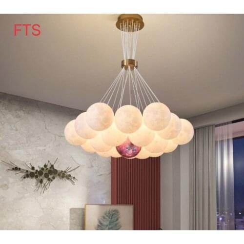Nordic living room chandelier simple modern led ceiling lamp bedroom light childrens room bubble ball 3D moon lamps
