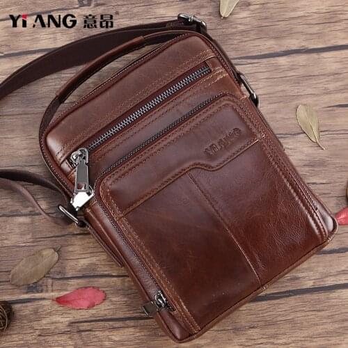 2021 New Genuine Leather Mens Messenger Bag Vintage Man Shoulder Small Crossbody bag for Male Natural Leather Office Handbag