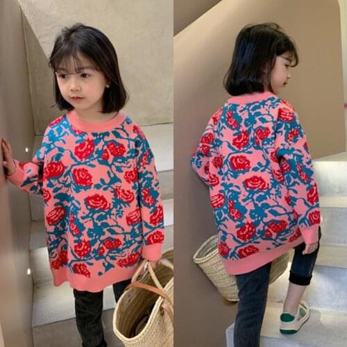 Girls Sweater Babys Coat Outwear 2021 Flower Thicken Warm Winter Autumn Knitting Scoop Pullover Christmas Gift Childrens Cloth