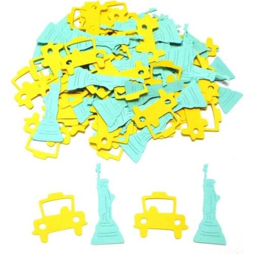 Taxi Cab and Seafoam Green Statue of Liberty Themed Party Assorted Pieces New York Party Table decor scrapbook Confettis
