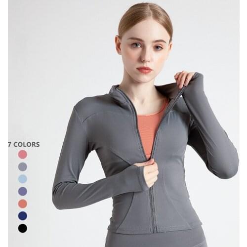 Ropubeauty Slim Fit Yoga Tops Women Long Sleeve Running Gym Jacket Workout Yoga Shirts Zipper Athletic Sport Top Fitness Coat
