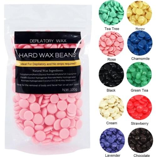 10 Colors Hard Wax Beans Solid Hair Remover Depilatory Wax Bead Hair Removal for Body Bikini Face Leg Eyebrow 100g
