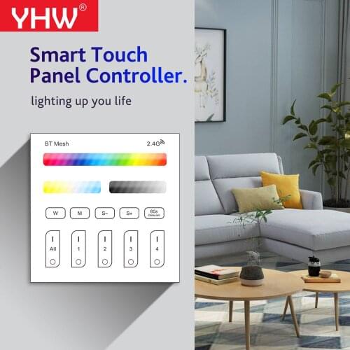 YHW Smart Panel Controller RGBCW Bluetooth Wireless Touch Screen Tempered Glass Panel APP Control