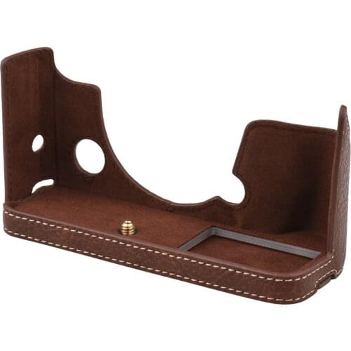 PU Leather Camera Case Bottom Opening Version Camera Protective Half Bag with Thread Strap Hole for Fujifilm XT4 XT-4 Camera