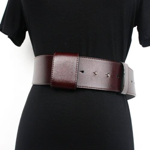 2020 Non Buckle Ladies Belts Strap for Women Cow Leather Waist Belts for Women Luxury Brand Cowskin Geniune Leather Wide Belt