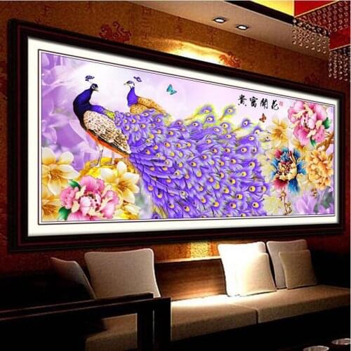 Golden Panno,Needlework,Embroidery,DIY animal Painting,Cross stitch,kits,11ct Love peacock Cross-stitch,Sets For Embroidery