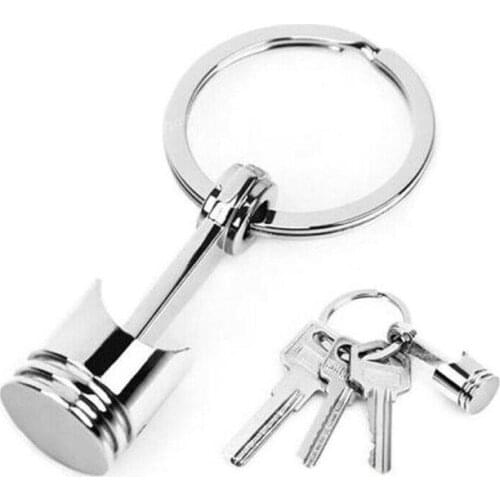 1Pcs Mini Engine Piston Pendant Keychain Alloy Silver Piston Key Ring Piston Accessories Keychain Refitting Pendant