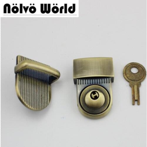 10 Sets Brush antique brass press lock with key for genuine leather suitcase briefcase bags lock