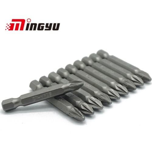10PCS 50mm 1/4 Inch Shank PH0 PH1 PH2 PH3 PZ0 PZ1 PZ2 PZ3 Screwdriver Bit Set Cross Phillips Pozi Screw Driver Bits Hand Tool