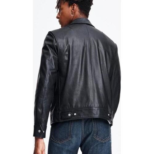 2020 Black Men American Slim Fit Casual Jacket Plus Size XXXL Genuine Cowhide Autumn Fashion Leather Coat FREE SHIPPING