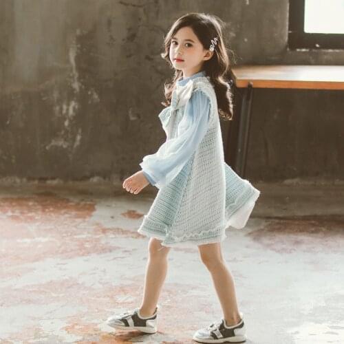 2020 girls clothing sets sweatshirt +dress two pieces children girls costume bow cute spring autumn