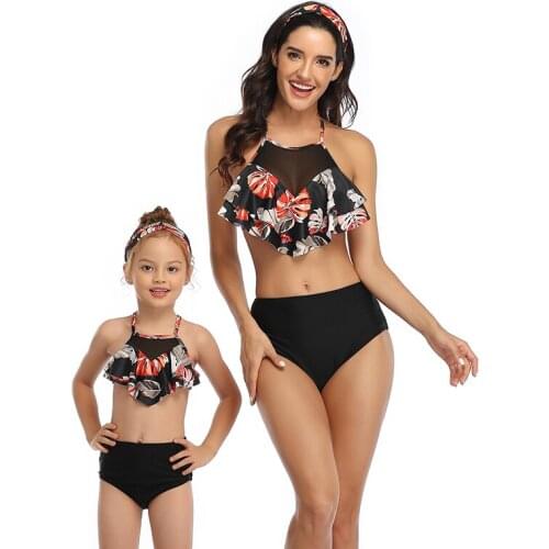 2020 Family Matching Swimwear Two Pieces Women Kid Girl Swimsuit Bathing Suit Maillot De Bain Feminino High Waist Sexy Bikini