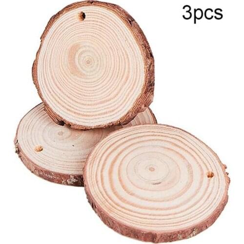 3pcs 3-7cm Unfinished Natural Round Wood Slices Circles Tree Bark Log Discs For DIY Crafts Wedding Painting Christmas Decoration