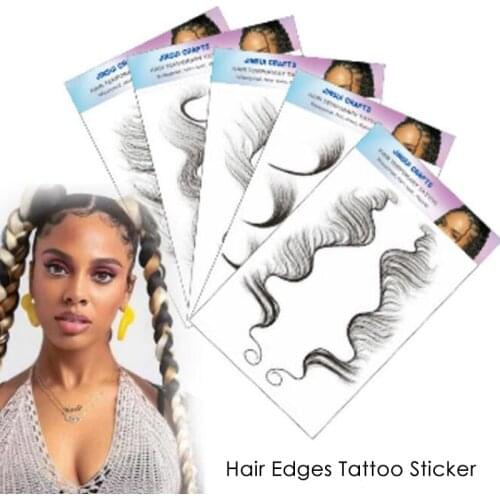 5 Styles Baby Hair Edge Tattoo Stickers Edges Curly Hair,Salon DIY Hairstyling Hair Tattooing Template Hair Lasting Makeup Tool