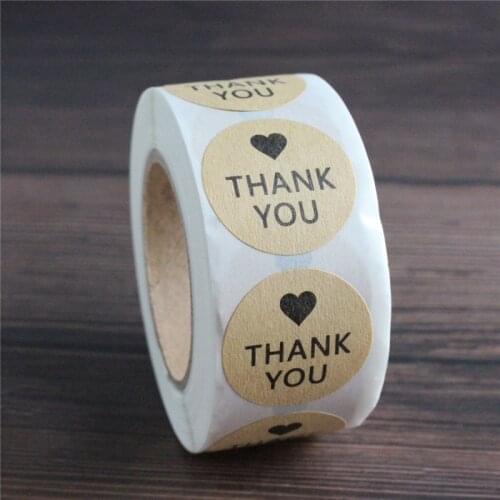 500pcs thank you Kraft Stickers 1 inch round labels gift package decoration