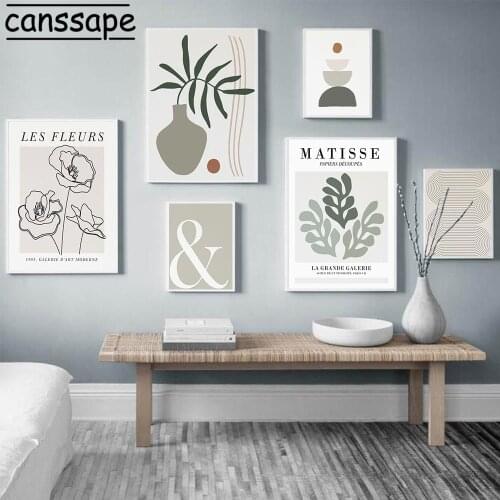 Abstract Wall Painting Matisse Poster Line Flower Canvas Print Coral Plants Posters Nordic Wall Pictures For Living Room Decor