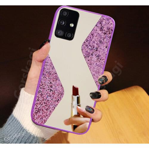 Diamond Mirror Glitter Case for Samsung Galaxy A51 A41 A71 M11 M21 A01 A11 A21S A31 Cute Girls TPU Cover