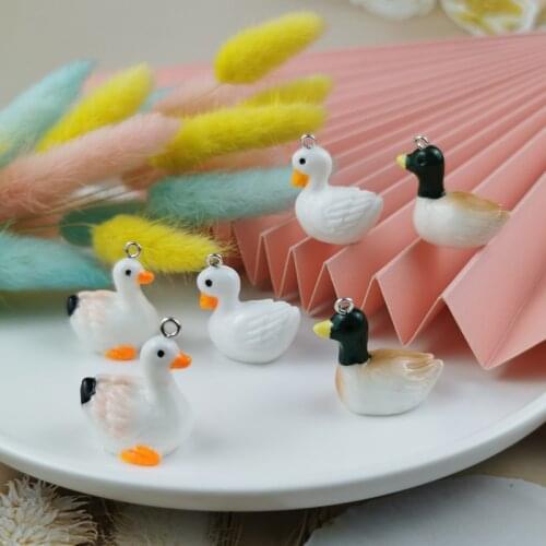 ApeUr 10pcs 3D Little Duck Swan Resin Charms Kawaii Animal Pendant Earring DIY Jewelry Making Accesory Keychain Floating