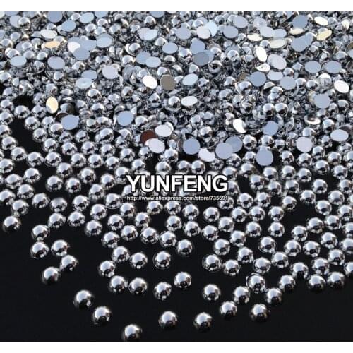 Sale New Arrival Half Round Flatback Pearls Silver Plated 1.5mm 2mm 2.5mm 3mm 4mm 5mm 6mm 8mm Abs Beads Diy Accessories