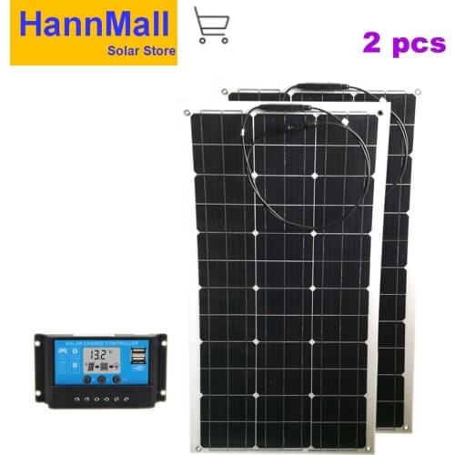 HannMall Brand Solar Battery Flexible Solar Panel 80W 12V 24v Controller 10A Solar System Kits for Fishing Boat Cabin Camping