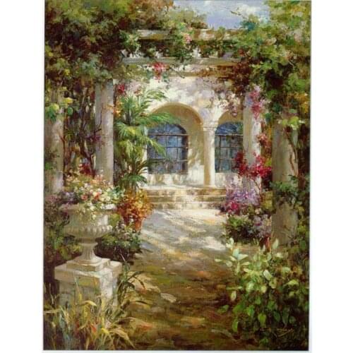 Free shipping Mediterranean sea grass vine house oil painting canvas painting prints on canvas wall art decoration pictures