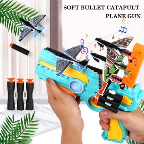 Catapult Plane Toy Airplane Launcher Gun Shooting Sport Board Games child Outdoor Garden Antistress Interactive Toys for Kids