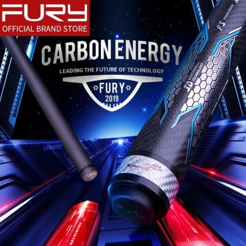 Fury 58'' Pool Cue Stick Billiard Carbon Energy Break Cue Carbon Fibre Shaft Powerful Punch Cue Fashionable Digital Decal Butt