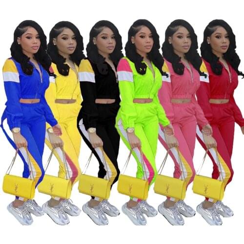 Ueteey New Two-piece Sport Style Color Matching Women Pant Set