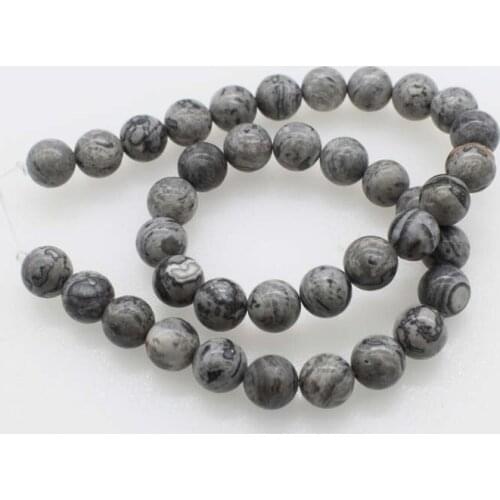 Loose beads black Picasso stone round 4/6/8/10/12mm 14" for DIY jewelry making FPPJ wholesale beads nature gem stone