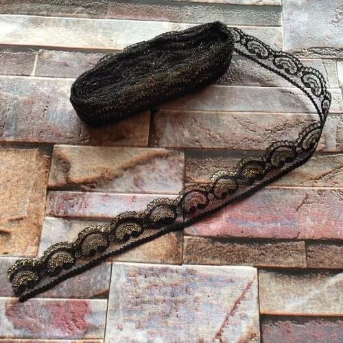 Wholesale Hot 10 yards Pretty 22mm Black and Golden lace ribbon embroidery lace DIY jewelry decoration / clothing accessories