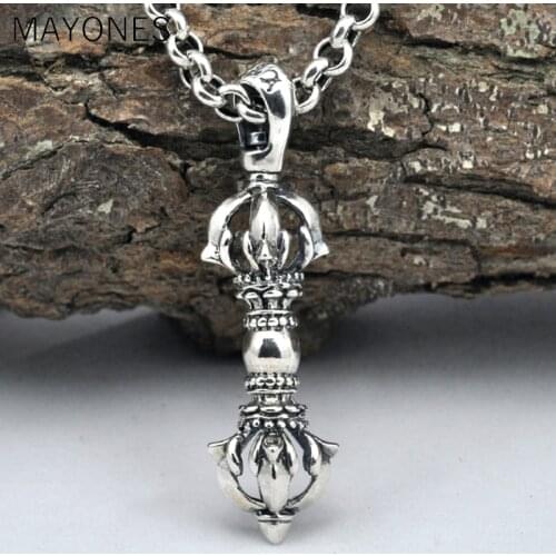 MAYONES Real 925 Sterling Silver Vajra Pendant S925 Solid Thai Silver Pendant for Necklaces Men Women Jewelry