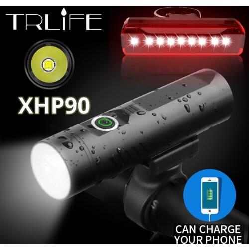 Powerful Glare Flashlight Super Bright For Bicycle Light XHP90 P50 L2 T6 Torch USB Rechargeable Battery Cycling as power bank