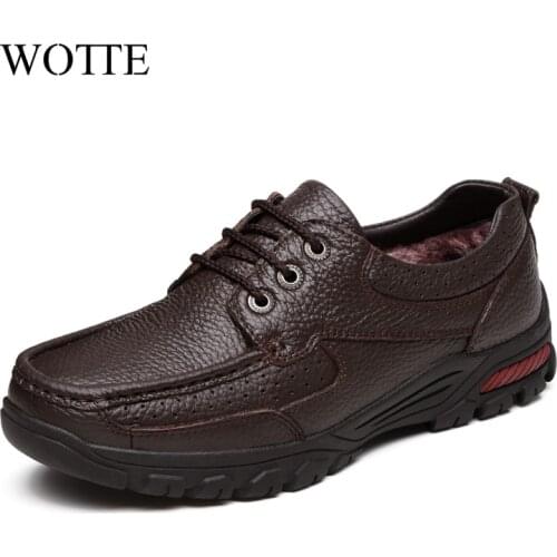 WOTTE Fashion Comfortable Breathable Soft Genuine Leather Loafers Shoes Men High Quality Casual Falts Men Oxfords Size 38-48
