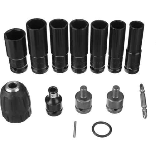 New 14Pcs Electric Impact Wrench Hexs Socket Head Set Kit Drill Chuck Drive Adapter SET For Electric Drill Screwdrivers