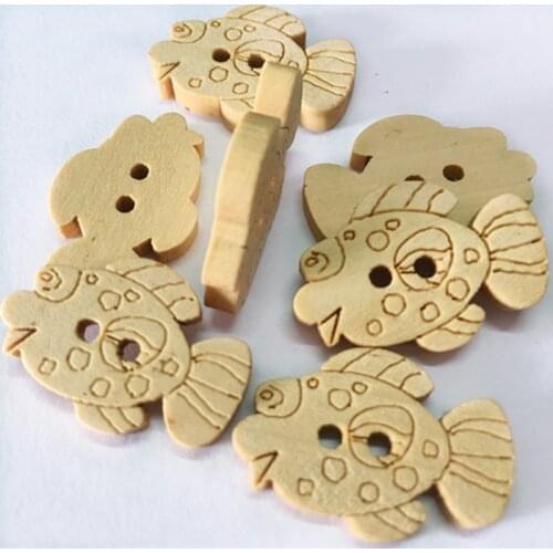 Natural color cute cartoon wooden button for kids sewing buttons clothes accessories wooden crafts decoration DIY 10pcs/lot