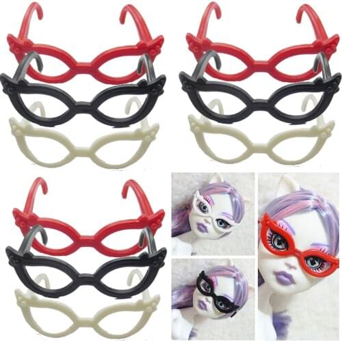 NK 10pcs/set Dolls Accessories Plastic Glasses For Monster High Doll For Barbie Doll 1/6 Doll House Kids Toy Party Glasses